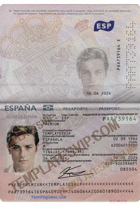 Spain Passport 2015 Pasaporte Espanol Psd Template Download Templates