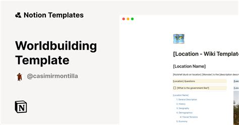 Worldbuilding Template Template By Casimir Montilla Notion Marketplace