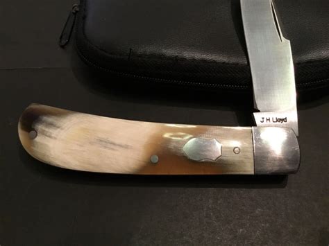 Custom John H Lloyd Horn Barehead Trapper Slipjoint Folder Folding