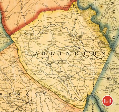 COLTON'S 1854 MAP OF DARLINGTON COUNTY - Darlington County