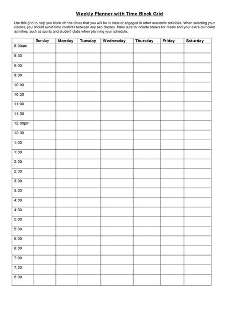 Weekly Planner Printable With Time Slots