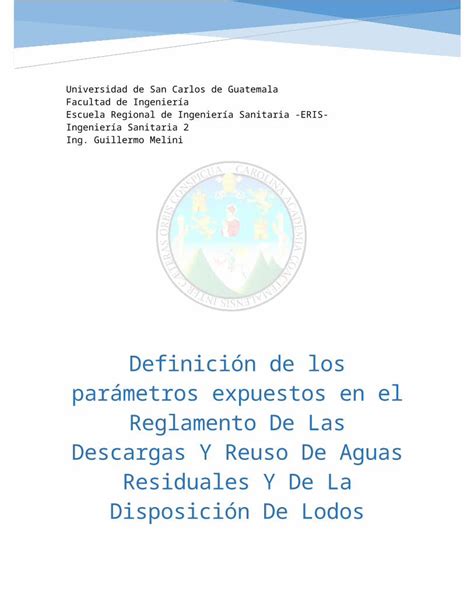 Docx Acuerdo Gubernativo No Reglamento De Las Descargas Y