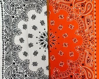 Made In The USA Orange Paisley Bandanas 3 Pack 100 Cotton Etsy