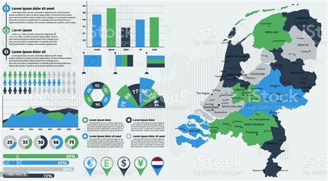 Detaillierte Karte Der Niederlande Mit Infografikelementen Vektorgrafik