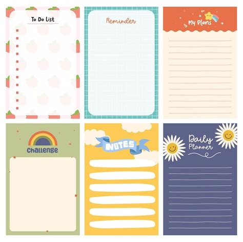 Premium Vector Flat Design Vector Cute Colorful Notepad Stationary