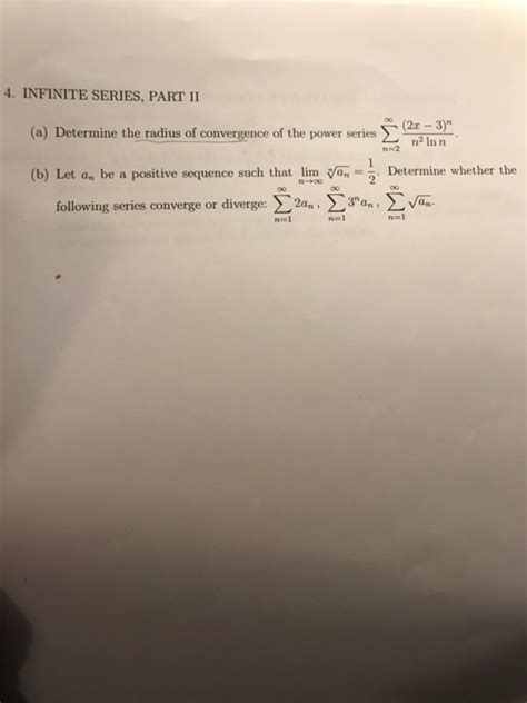 Solved A Determine The Radius Of Convergence Of The Power Chegg