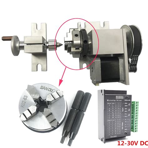 Cnc 4th Rotary Axis With Driver K02 4jaw 63mm Lathe Chuck Nema17