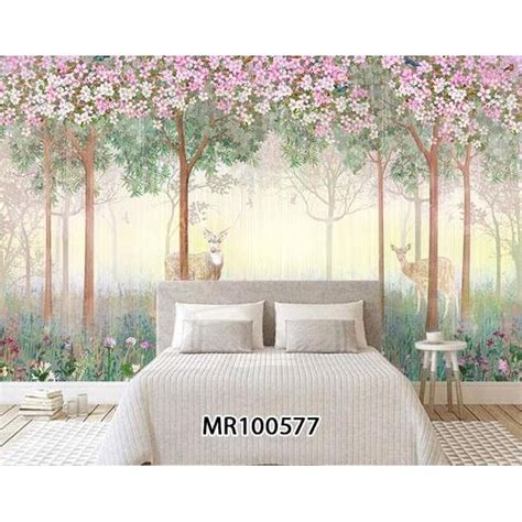 Jual Wallpaper D Dinding Photowall Mural Pemandangan Pohon Pink