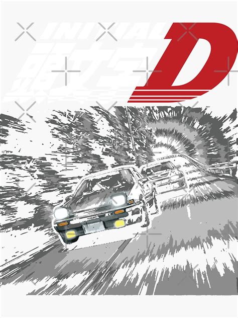 Initial D Mountain Drift Racing Tandem AE86 Vs EVO 5 Sticker For