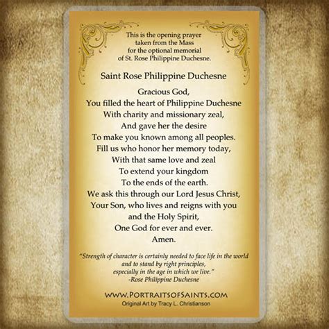 St. Rose Philippine Duchesne Holy Card - Portraits of Saints