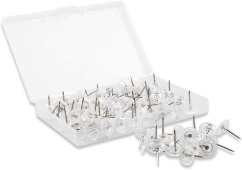 100 Pcs Push Pins Pinion Plastic Thumb Tacks, Flat Push Pins with Steel ... 