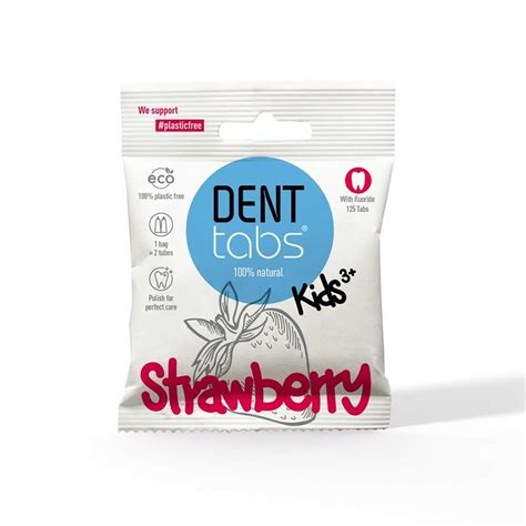 Denttabs Toothpaste Tablets Strawberry Flavor Plastic Free 125 Pieces