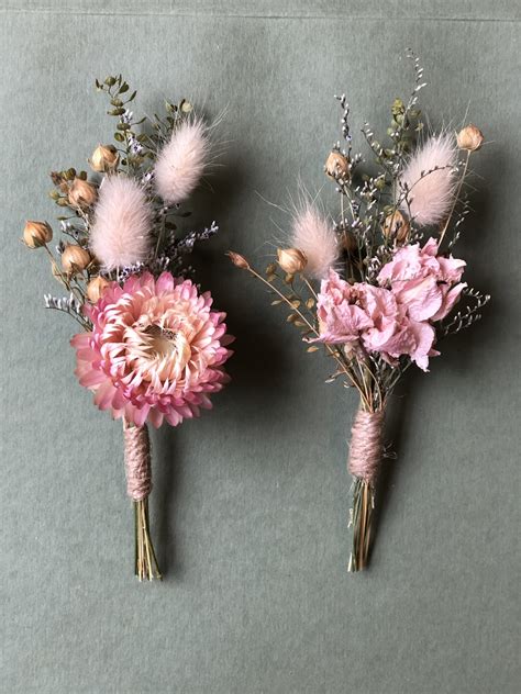 Dried Flower Wedding Buttonholes