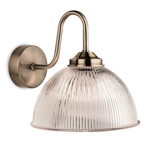 Firstlight Ashford Vintage Wall Light In Antique Brass With Ribbed Glass Shade 3725ab Lighting