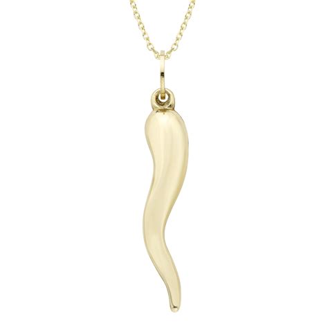 K Yellow Gold Mm Italian Horn Necklace With Spring Clasp For