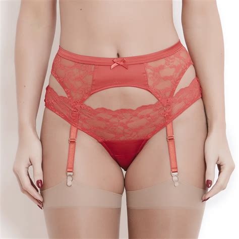 Sophia Red Lace High Waist Suspender Belt Katherine Hamilton