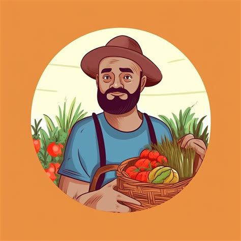 Ilustración de un granjero que trabaja en el campo Foto Premium