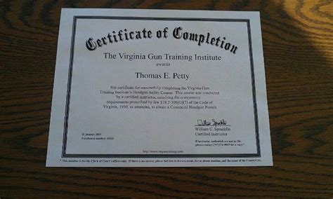 Concealed Carry Firearm Training Certificate Prntbl