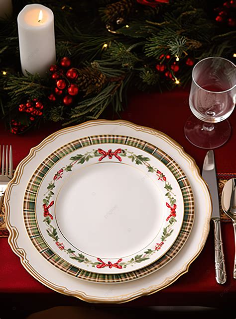 Christmas Dinner Plate On A Tray Background Wallpaper Image For Free ...