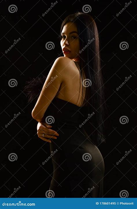 Mystery Concept Mysterious Fashion Model Sexy Girl In Darkness Nude Shoulders Girl With Long