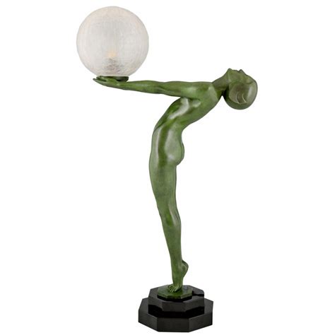 Art Deco Lamp Standing Nude With Globe Clart Original Deconamic