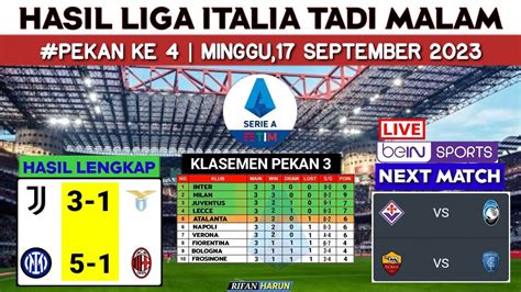 Hasil Liga Italia Tadi Malam Inter Vs Milan Klasemen Serie A 2023