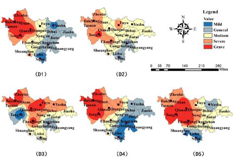 Spatial Distribution Of The Drought Intensity Index In Five Growth