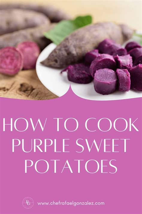 Purple Sweet Potatoes On A Plate With The Title Overlay How To Cook