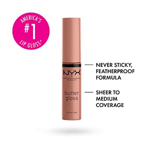 NYX PROFESSIONAL MAKEUP Butter Gloss Non Sticky Lip Gloss Madeleine Mid Tone Nude Jsumomo