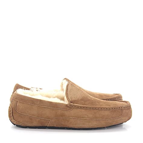 UGG House Slippers Ascot Suede Beige Lamb Fur in Natural for Men - Lyst