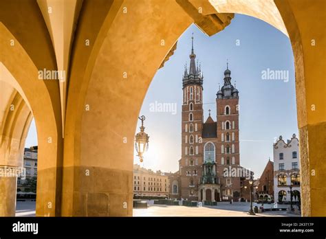 Krakow Cloth Hall And Saint Mary S Basilica On The Main Market Square