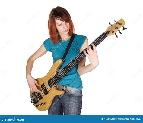 Fille Rousse Jouant La Guitare Basse Demi De Fuselage Photo Stock Image Du Objet Demi 16303958