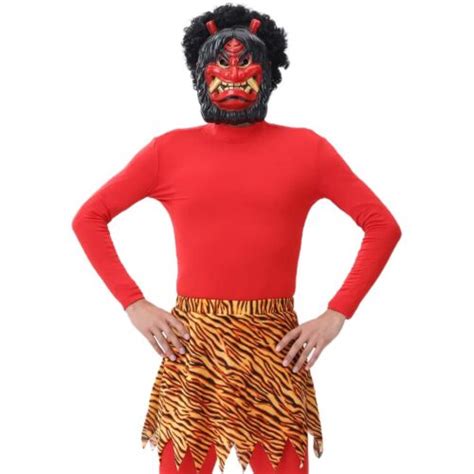 Holoun Setsubun Bean Throwing Red Demon Mask Costume Set Cosplay