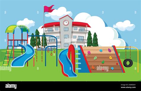 School yard playground scene Stock Vector Image & Art - Alamy