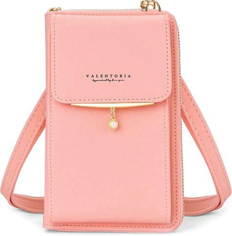 Small Crossbody Bag Cell Phone Purse Wallet Leather Card Slot Clutch For Women Barbie Pink