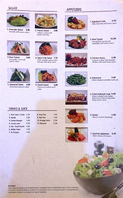 Menu at Yokohama Japanese Restaurant, Montgomery, Bell Rd