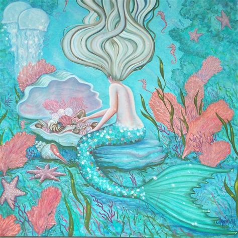 Mermaid Treasure Painting By Maggii Sarfaty