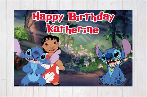 Lilo Y Stitch Birthday Banner Backdrop Wall Art Decor Custom Etsy