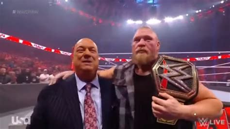 Paul Heyman Joins Brock Lesnar At Wwe Raw January Youtube