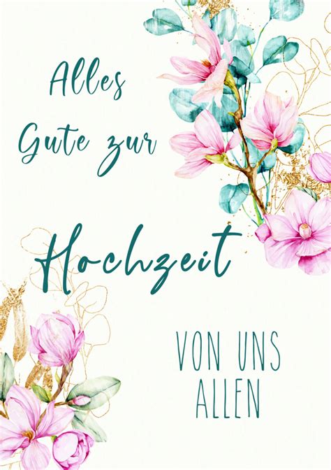 Gruppen-Grußkarte zur Hochzeit mit Blumen “ Alles Gute zur Hochzeit ...