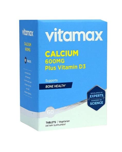 Vitamax Calcium 600 Mg Vitamin D3 400iu Tablets 60s