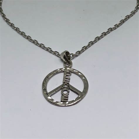 Sterling Silver Peace Sign Necklace