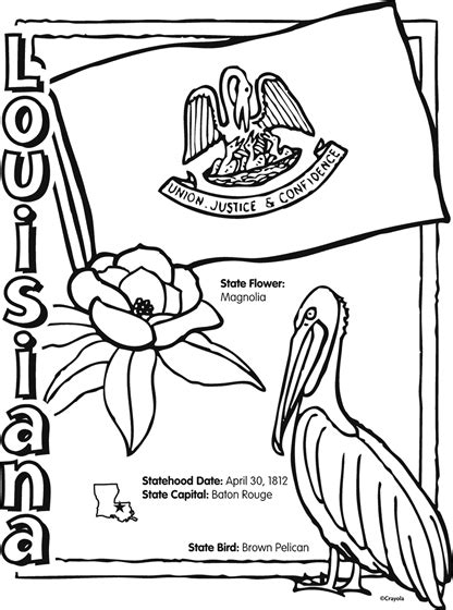 State Of Louisiana Free Coloring Page