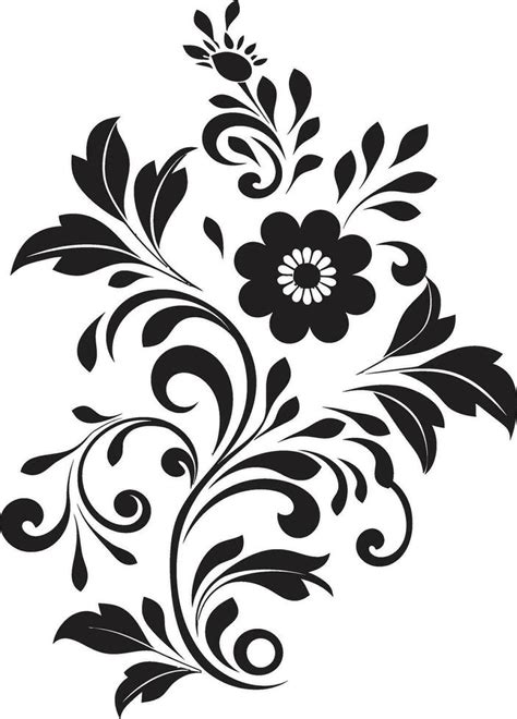 Intricate Floral Whirlwind Black Iconic Logo Elegant Botanical Sketch