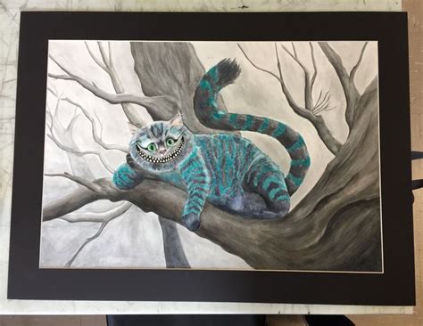 Watercolor Cheshire Cat Watercolor Humanoid Sketch Art