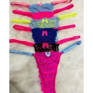 Kit Calcinhas Color Neon Fio Dental Sexy Rendada Regulagem Tanga Lingerie Shopee Brasil