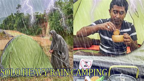 Overnight Solo Camping In heavy Rain आज पर बरश क मज Cozy