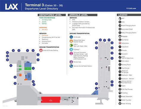 Terminal 3 map at the Los Angeles International Airport LAX