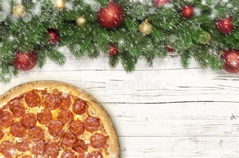 Christmas Background Pizza Concept Design Pizza Pepperoni With Copy