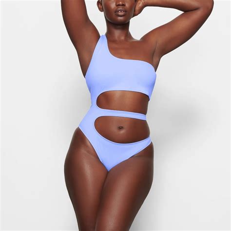 Skims Swim One Shoulder Monokini Shop The Skims Swimwear Collection Online Popsugar Fashion